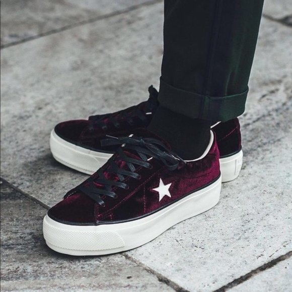 burgundy velvet converse